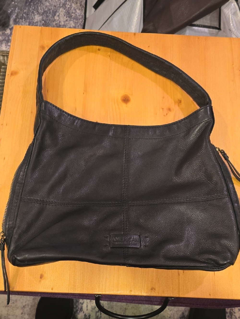 Classic Black Leather Shoulder Bag by